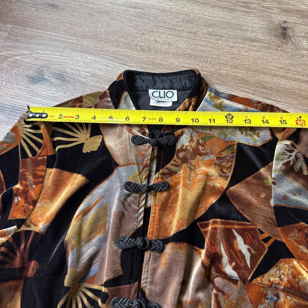 VTG 90s Y2K CLIO Velvet Duster Kimono Dragon Asian Mandarin Vamp Velour | PL - Picture 8 of 10